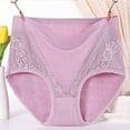 thumbnail image 2 of Diufon Women's Plus Size Briefs Cotton Patchwork Lace Underwear High Rise Solid Color Slim Breathable Panty, 2 of 5
