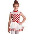 thumbnail image 5 of IEFIEL Kids Girls Christmas Costume Plush Tutu Jumpsuit Striped Candy Cane Leotard Dress Figure Skating Costume Red 10, 5 of 7