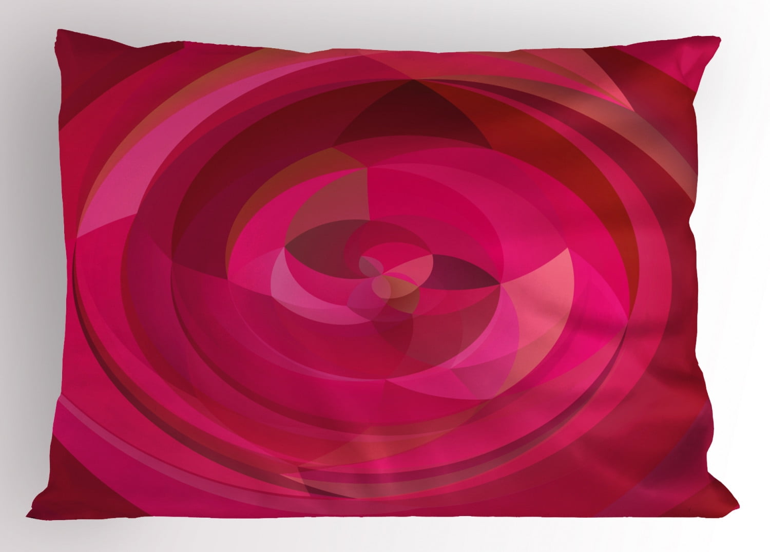 Hot Pink Pillow Sham Abstract Vortex with Swirls and Shapes Pattern