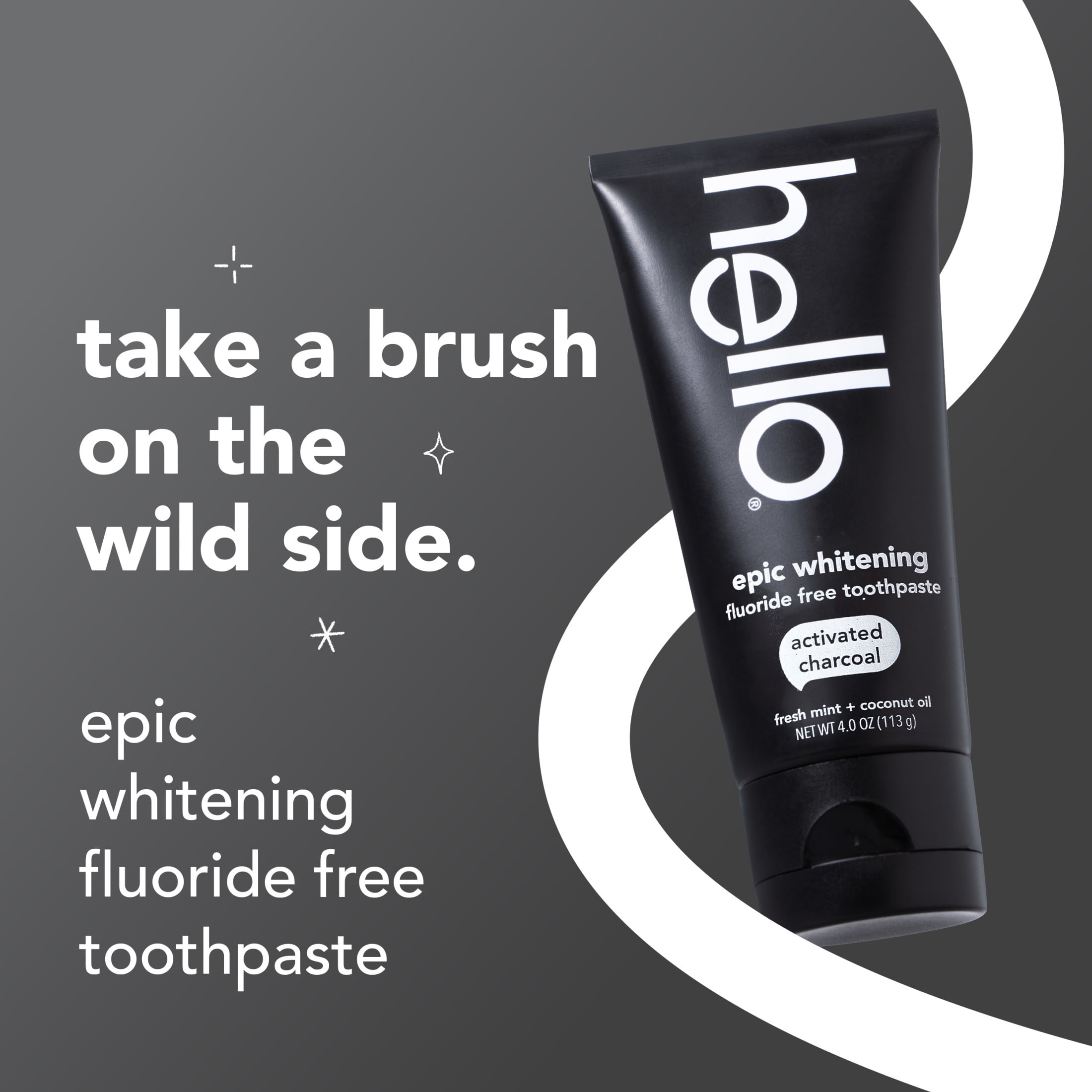 (3 pack) hello Epic Whitening Charcoal Fluoride Free Toothpaste, Fresh Mint, 4.0 Oz Tube