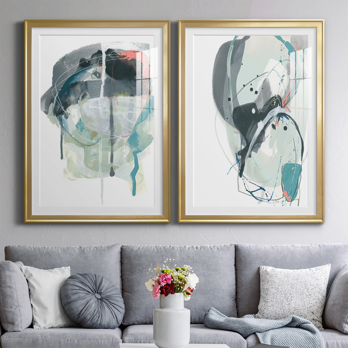 Wexford Home Stone Aperture III Premium Framed Print, 18.5" x 24.5" - Ready to Hang, Gold (Set of 2)