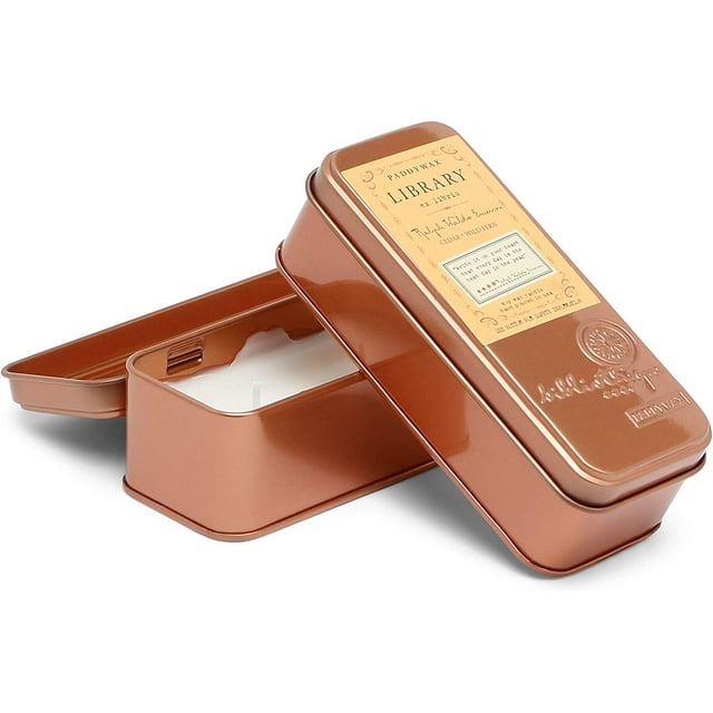Paddywax Library Collection Ralph Waldo Emerson Candle Travel Tins (Set of 2), Cedar & Wild Fern, Copper