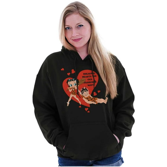 Betty Boop Caveman Heartbreaker Hoodie Sweatshirt Women Brisco Brands S