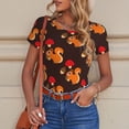 thumbnail image 6 of KLL Women 's Crew Neck Bodysuit Jumpsuits Cute Squirrel Print Short onesies Stretch T Shirts, 6 of 7