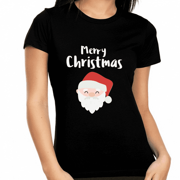 Santa Claus Christmas Shirts for Women Christmas Clothes for Women Christmas Gift Cute Christmas Tshirt