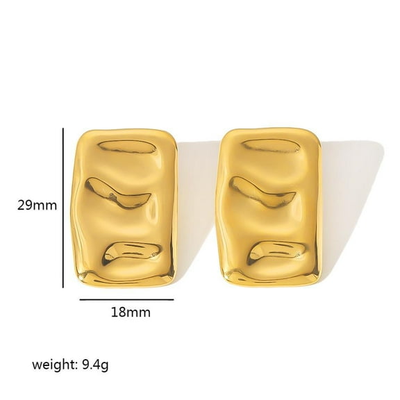 18K Karat Gold Plated Earrings for Women Geometric Rectangle Crease Earrings 18k Gold Jewelry for Her Birthday Gift