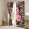 thumbnail image 3 of Homewish Fashion Leopard Print B Black Out Curtains for Women, Princess Ribbon Bowknot Curtains Pack of 2 (42x63 Each), Brown Pink Cartoon Bedroom Curtains, Living Room Curtains Decor, 3 of 6