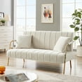 thumbnail image 3 of Segmart Modern Upholstered Loveseat Sofa with Golden Metal Legs and Two Pillows, Beige, 3 of 9