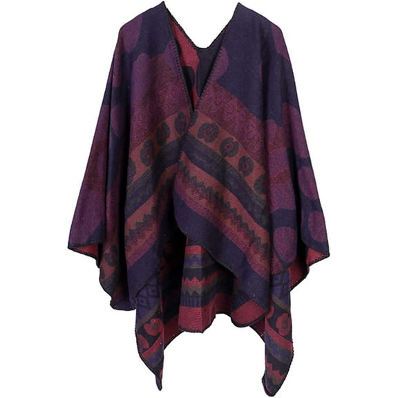 CoCopeaunt Women Shawl Wraps Plaid Poncho Coat Open Front Sweater Cardigan Cape Blanket Winter Warm Scarf