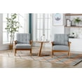 thumbnail image 2 of Luccalily Leisure Chair Set of 2 with Side Table, Mid Century Modern Accent Chair, Wood and Fabric Armchairs Side Chair, Lounge Reading Comfy Arm Chair for Living Room, Bedroom, Office, 2 of 13