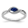 thumbnail image 4 of 14K White Gold Plated Diamond & Sapphire Ring Size 7, 4 of 7