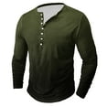 thumbnail image 2 of Dagegui Men's Henley Shirts Long Sleeve Gradient Tie Dye Print Shirt Fall Crewneck Buttons Pullover T-Shirts Big and Tall Slim Fit Sport Tees Tops Today Savings Army Green 4XL, 2 of 4