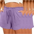 thumbnail image 1 of Hyknon Womens Shorts Summer Casual Solid Color Comfortable Loose Fitting 4PC Workout Shorts Elastic Waist Drawstring Sports Gym Running Shorts with Pockets, 1 of 4