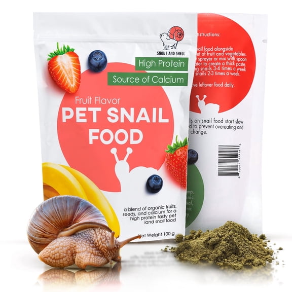 3.5 oz Powdered Snail Food – Pet & Garden Snail Food with Banana, Strawberry & Blueberry – Calcium & Protein for Giant African Land Snails – Non-GMO, Copper Sulfate Free – Baby Snail Safe