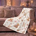 thumbnail image 6 of Cottage teddy bear strawberry Flannel Blanket cozy floral nursery artwork Home Decor for couch bedroom playroom reading nook, Birthday Gift for kids and bear fans, 6 of 9