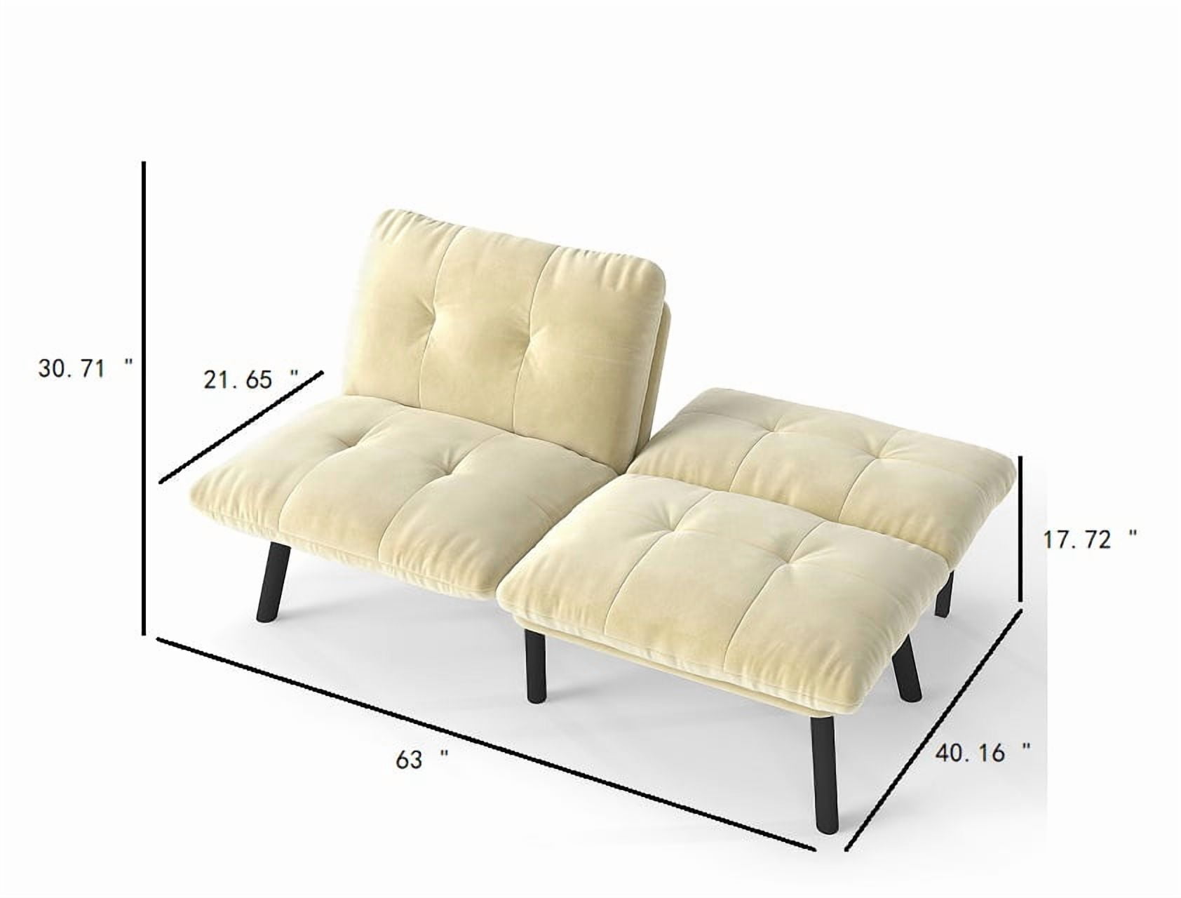 Gewnee Modern Folding Sofa Bed,Velvet Cushions Loveset,Adjustable Backrest,Suitable for Small Apartment.Cream