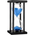 thumbnail image 1 of Temporizador de 60 minutos, reloj de arena de madera, reloj de arena para regalos creativos, decoración de habitación, oficina, cocina, cumpleaños (60 minutos, azul), 1 of 6