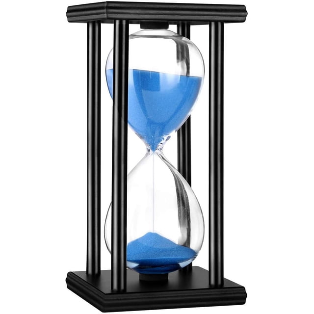 Temporizador de 60 minutos, reloj de arena de madera, reloj de arena para regalos creativos, decoración de habitación, oficina, cocina, cumpleaños (60 minutos, azul)