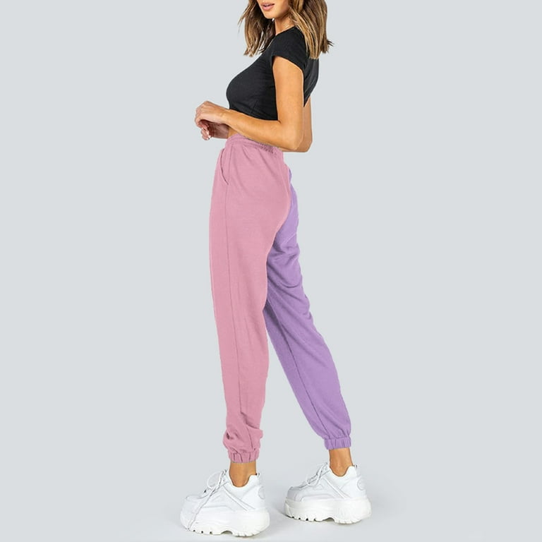 Aayomet Sweatpants Women Womenâ€™s High Waisted Sweatpants Baggy Lined  Lounge Pants Comfy Wide Leg Drawstring Joggers with Pockets,Pink X-S 