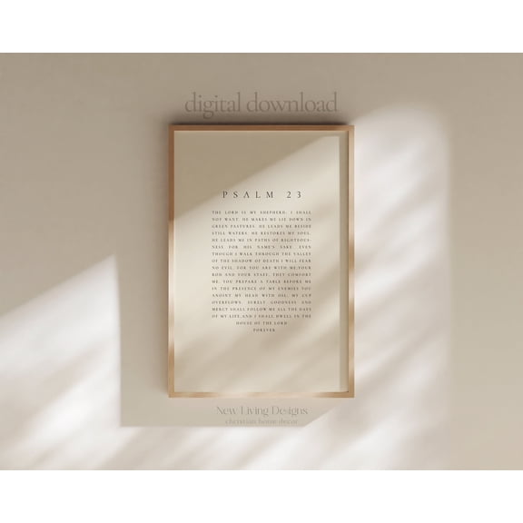 Psalm 23 Beige Poster , Modern Scripture Decor, Prints, Christian Home Decor, Christian Faith, Calming UNFRAMED Poster, Wall Art for Decor, Present, 8x12