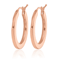 thumbnail image 5 of 14K Solid Rose Pink Gold 2.3mm Square Tube Oval Medium Hoop Earrings, 5 of 9