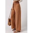 thumbnail image 1 of ABPHQTO Pantalones de pierna ancha informales con cintura elástica y cordón marrón para mujer, 1 of 5
