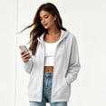 thumbnail image 5 of Hsovts Women Full Zip Hoodie, Fitted Thin Fleece Sweatshirt with Pockets, Casual Athleisure Jacket for Fall Winter White S, 5 of 7
