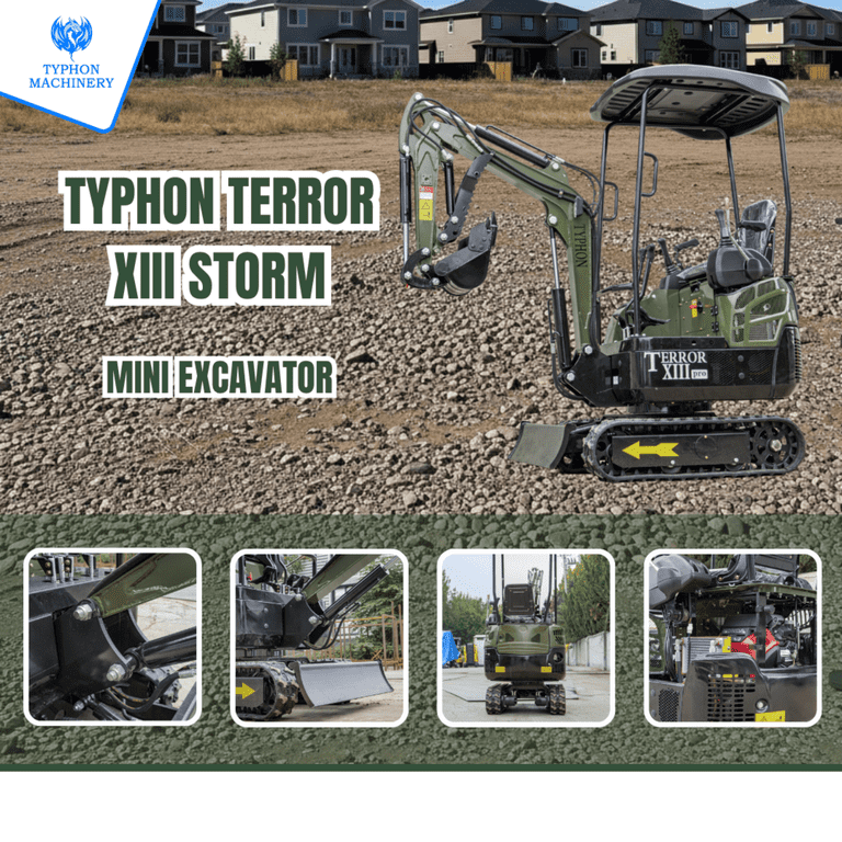 TYPHON TERROR XIII Mini Excavator – 1.3 Ton Trench Digger with