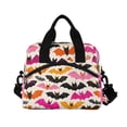 thumbnail image 2 of Insulated Crossbody Lunch Bag 10L Lunch Tote with Adjustable Shoulder Strap for Work Office Picnic Pink and Orange Bats, 2 of 6