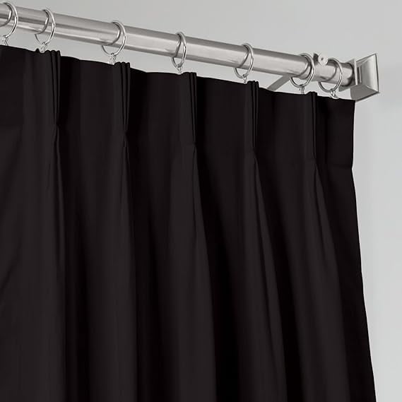 Homi Drapes 100% Blackout Curtain Triple Pinch Pleat Thermal Insulated Room Darkening Spill Proof Machine Washable Window Treatment Panels (1 Panel, 100x84, Black)