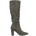 thumbnail image 3 of BLISSFUL STEP Women's Boots Pointed Toe Block Heel Knee High Boots Grey 5.5, 3 of 7