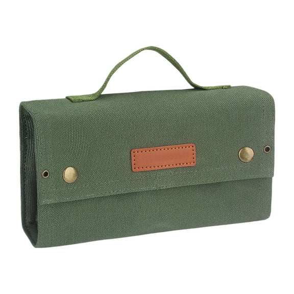 Portable Canvas Seasoning Storage Bag - Sturdy, 10 Elastic Holes, Foldable, for Outdoor Camping BBQ Picnic, No Bottles Rope