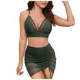 thumbnail image 2 of GEWSEY Womens Swim Skirt High Waisted Bikini Sets Tummy Control Swimsuits Mesh Sarong Wraps Bathing Suits (Army Green, XXL), 2 of 6