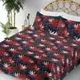 thumbnail image 3 of Ambesonne Exotic Jungle Fitted & Flat Sheet with Sham 3 Pcs Set, Digital Floral Leaves, Twin XL, Dark Pink Dark Lavender, 3 of 5