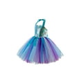 thumbnail image 4 of Seyurigaoka 2Pcs Girl's Dress Sets, Mermaid Scale Pattern Sleeveless Patchwork Tulle Hem Tie-Up Halter Party Dress with Headband, 4 of 9