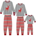 thumbnail image 1 of Conjunto de pijamas familiares de inspiración chic con estampado de ciervo navideño, camiseta de manga larga con pantalones, para niños y niñas, color rojo, 1 of 6