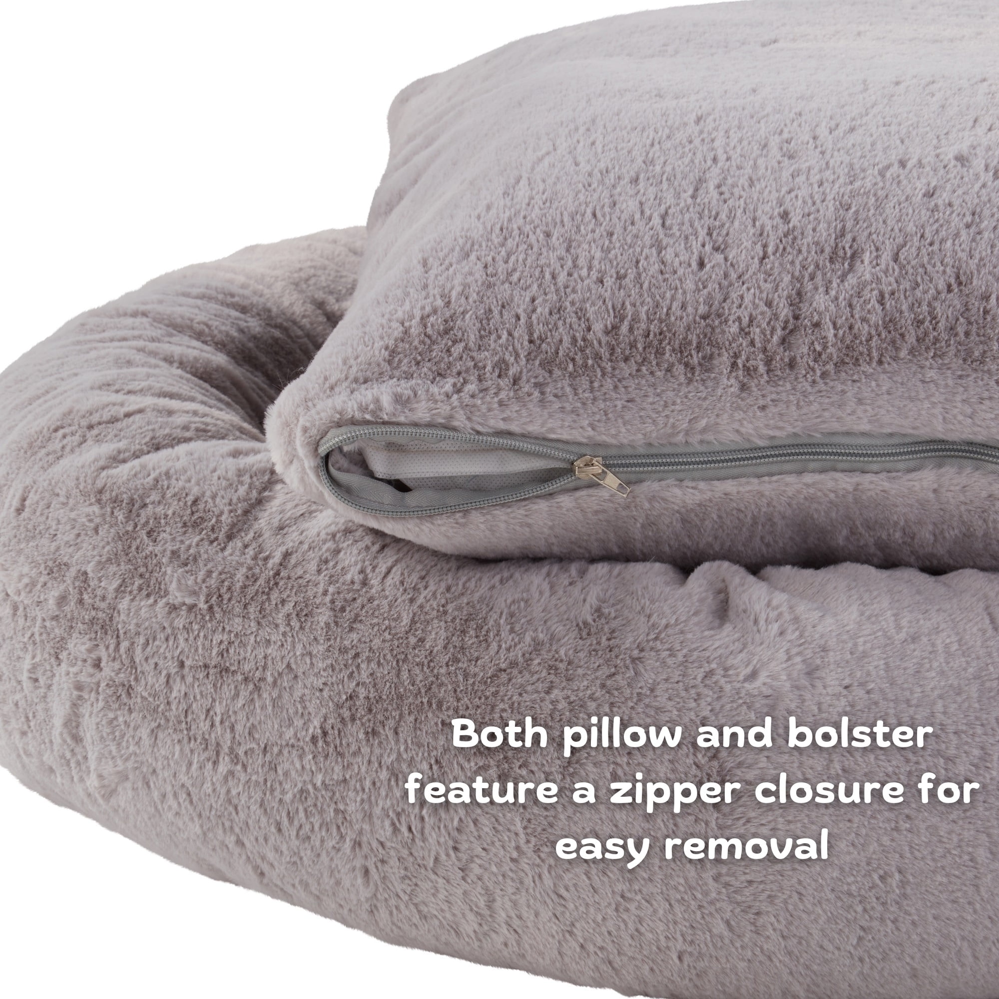 Ryder Faux Fur Cuddler Donut Bed, Medium, Whisker Gray