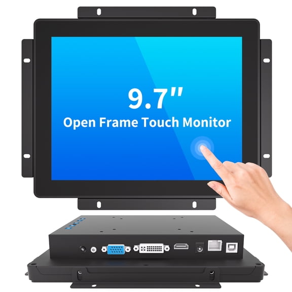LMENGER 9.7IN Open Frame Touch Monitor, PCAP 10-Point Touch Industrial Touchscreen Monitor, with HDMI/VGA/DVI Interface, Active Matrix TFT LCD,LED Backlight, with VESA Mount