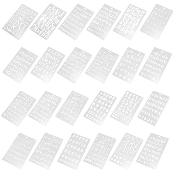 Mobutofu 24Pcs Reusable Alphabet Letter Stencils for Diy Projects White Transparent Plastic Templates