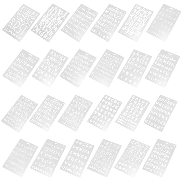 Mobutofu 24Pcs Reusable Alphabet Letter Stencils for Diy Projects White Transparent Plastic Templates