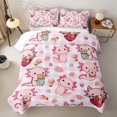 thumbnail image 2 of Manfei Snack Print Twin Quilt Set,Cute Axolotl Twin Coverlet Set For Girls,Pink White,2 Pieces, 2 of 7