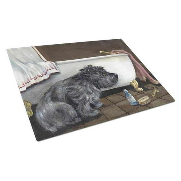 Cairn Terrier Bath Time Glass Cutting Board - Large