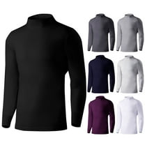 Lovzfmll Men's Comfort Fit Thermal Shirt with Mid-Weight Fabric, Thickened Long Sleeve Crew Neck Base Layer for All-Day Heat Retention