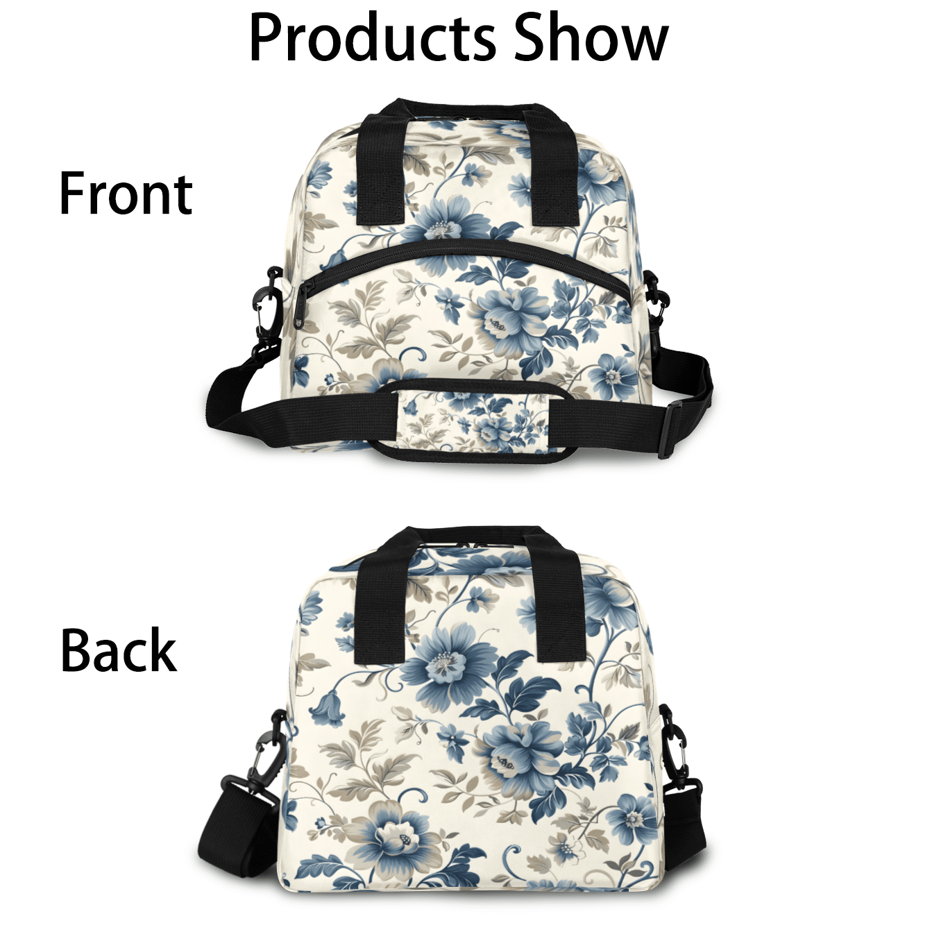Herdesigns Vintage Floral Insulated Lunch Bag for Women Men Adults Large Reusable Lunch Box Flower Leakproof Cooler Tote Bags with Adjustable Shoulder Strap