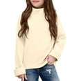 thumbnail image 2 of Mercatoo Kids Mock Neck Long Sleeve Shirt Girls Winter Turtleneck Soft Cotton Pullover Tees Casual Cozy Solid Color Underwear, 2 of 9