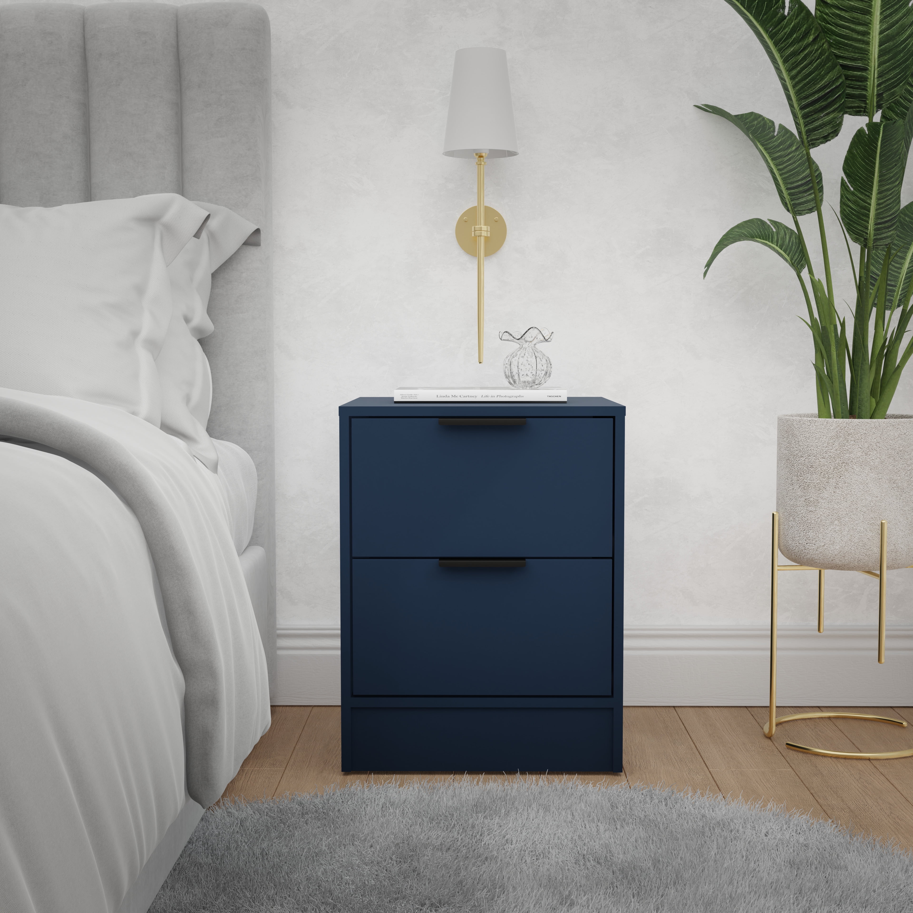 Kappesberg Fresno Modern 3-Piece Bedroom Set – 6-Drawer Dresser & Two 2-Drawer Nightstands – Blue - for Adults and Teens