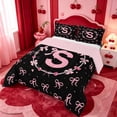 thumbnail image 2 of meiyoeat Coquette Bowknot Monogram S Full Size Comforter Sets,Pink Initial Design Bedding Comforter Set For Girl,Pink Reversible,3-Piece,1 Comforter and 2 Pillowcases, 2 of 7