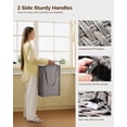 thumbnail image 6 of Laundry Hamper with Wheels, No Install Needed, 90L Divided Handwoven Hampers & 2 Removable Liner Bags, Rattan Clothes Laundry Basket with Lid & Handles, Foldable Hampers Gray 18x13x26.4 In, 6 of 8