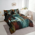 thumbnail image 3 of Manfei Retro Oil Painting Bedding Comforter Set 7 Pieces, Abstract Watercolor Art Queen Bedding Sets, Teal Brown Ombre Queen Sheet Sets, Microfiber Bedroom Decor, 3 of 8
