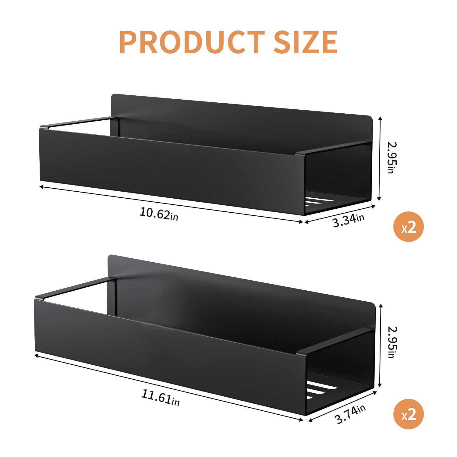 TINANA Magnetic Spice Rack Organizer, 4 Pack Moveable Fridge Spice Shelves for Refrigerator and Oven, Refrigerator Shelf-Black
